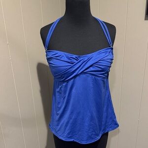 Mossimo royal blue twisted bandeau double halter straps tankini top. Large.